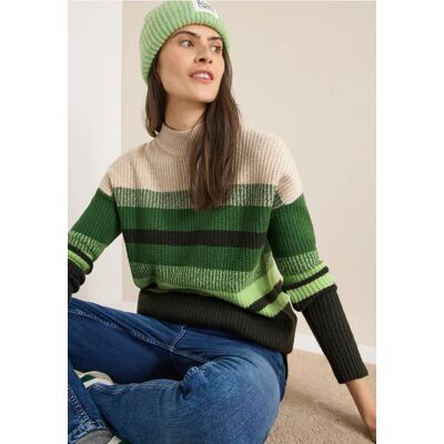 cecil Gestreifter Mouliné Pullover - Grün - Damen - Size: S XL XS M XXL L cecil Gestreifter Mouliné Pullover - Grün - Damen - Size: S XL XS M XXL L