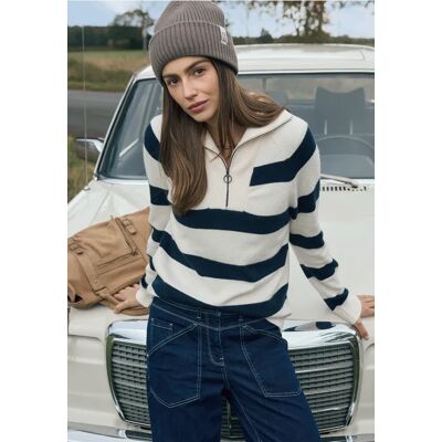 cecil Gestreifter Pullover - Blau - Damen - Size: XXL L XL S cecil Gestreifter Pullover - Blau - Damen - Size: XXL L XL S