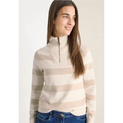 cecil Gestreifter Pullover - Beige - Damen - Size: XXL XL L cecil Gestreifter Pullover - Beige - Damen - Size: XXL XL L