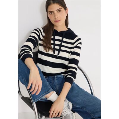 cecil Gestreifter Struktur-Hoodie - Blau - Damen - Size: XS 3XL L XXL S XL M cecil Gestreifter Struktur-Hoodie - Blau - Damen - Size: XS 3XL L XXL S XL M