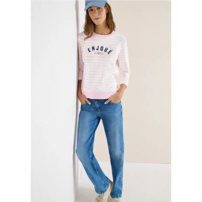 cecil 3/4-Arm Sweatshirt mit Streifenmuster - Rosa - Damen - Size: XXL L XL cecil 3/4-Arm Sweatshirt mit Streifenmuster - Rosa - Damen - Size: XXL L XL