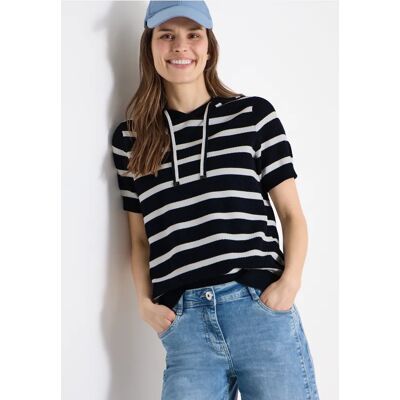 cecil Kurzarm Pullover mit Kapuze - Blau - Damen - Size: XS XL M XXL S L cecil Kurzarm Pullover mit Kapuze - Blau - Damen - Size: XS XL M XXL S L