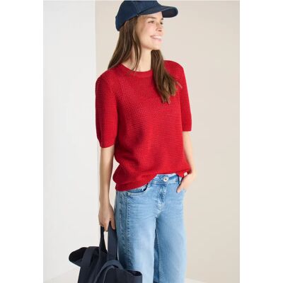 cecil Kurzarm Pullover mit Struktur - Rot - Damen - Size: L XXL S XL M cecil Kurzarm Pullover mit Struktur - Rot - Damen - Size: L XXL S XL M
