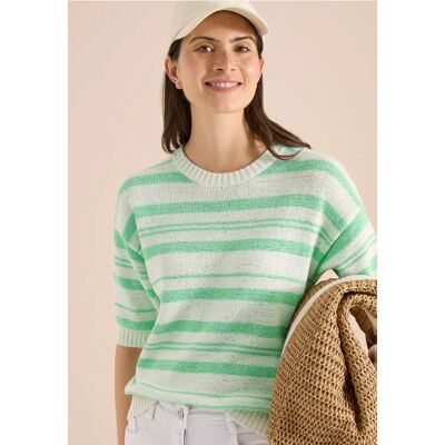 cecil Kurzarm Pullover mit Streifen - Grün - Damen - Size: XS M L XXL XL S cecil Kurzarm Pullover mit Streifen - Grün - Damen - Size: XS M L XXL XL S