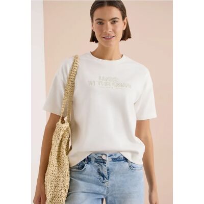 cecil Kurzarm Sweatshirt mit Embroidery - Weiß - Damen - Size: XXL S M L XL XS cecil Kurzarm Sweatshirt mit Embroidery - Weiß - Damen - Size: XXL S M L XL XS