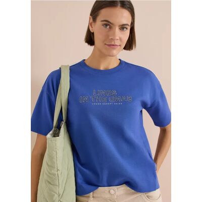 cecil Kurzarm Sweatshirt mit Embroidery - Blau - Damen - Size: XL XS XXL M S L cecil Kurzarm Sweatshirt mit Embroidery - Blau - Damen - Size: XL XS XXL M S L
