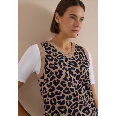 cecil Pullunder mit V-Neck und Leo-Muster - Braun - Damen - Size: S XS M XL XXL L cecil Pullunder mit V-Neck und Leo-Muster - Braun - Damen - Size: S XS M XL XXL L