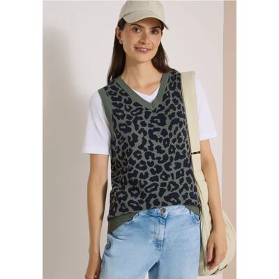 cecil Pullunder mit V-Neck und Leo-Muster - Grün - Damen - Size: XS XL L S XXL M cecil Pullunder mit V-Neck und Leo-Muster - Grün - Damen - Size: XS XL L S XXL M