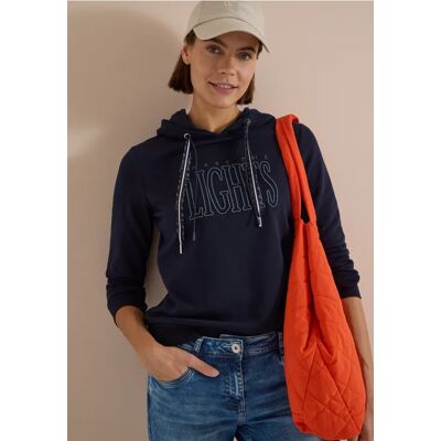 cecil Sweatshirt mit Kapuze und Wording - Blau - Damen - Size: 3XL L XL M S XXL XS cecil Sweatshirt mit Kapuze und Wording - Blau - Damen - Size: 3XL L XL M S XXL XS