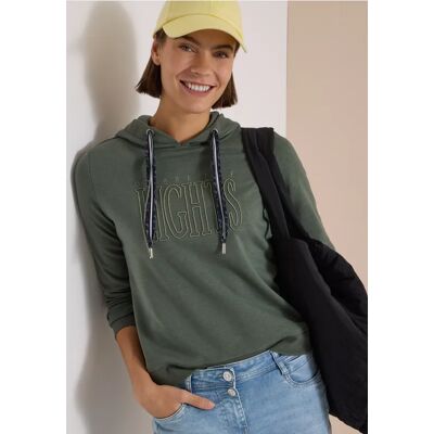 cecil Sweatshirt mit Kapuze und Wording - Grün - Damen - Size: 3XL XL XS XXL L S M cecil Sweatshirt mit Kapuze und Wording - Grün - Damen - Size: 3XL XL XS XXL L S M