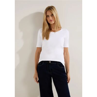 cecil Basic T-Shirt mit Rundhals in Unifarbe - Weiß - Damen - Size: XL L S XXL XS M cecil Basic T-Shirt mit Rundhals in Unifarbe - Weiß - Damen - Size: XL L S XXL XS M