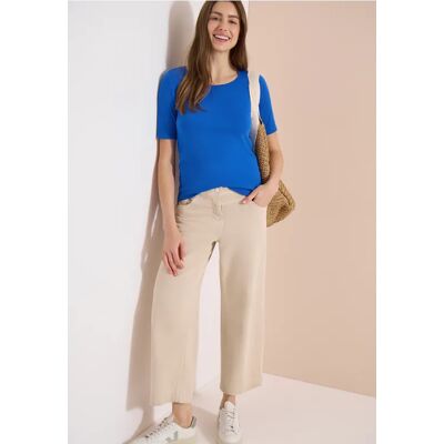 cecil Basic T-Shirt mit Rundhals in Unifarbe - Blau - Damen - Size: M XS S XXL XL L cecil Basic T-Shirt mit Rundhals in Unifarbe - Blau - Damen - Size: M XS S XXL XL L