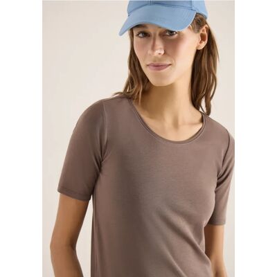 cecil Basic T-Shirt mit Rundhals in Unifarbe - Beige - Damen - Size: XL XS XXL L cecil Basic T-Shirt mit Rundhals in Unifarbe - Beige - Damen - Size: XL XS XXL L
