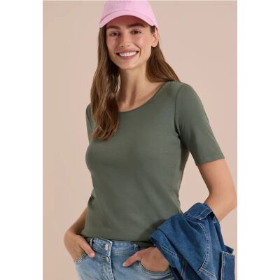 cecil Basic T-Shirt mit Rundhals in Unifarbe - Grün - Damen - Size: XXL XL M XS L S cecil Basic T-Shirt mit Rundhals in Unifarbe - Grün - Damen - Size: XXL XL M XS L S