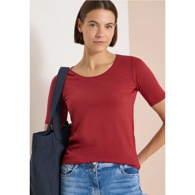 cecil Basic T-Shirt mit Rundhals in Unifarbe - Rot - Damen - Size: M XL XS L S XXL cecil Basic T-Shirt mit Rundhals in Unifarbe - Rot - Damen - Size: M XL XS L S XXL