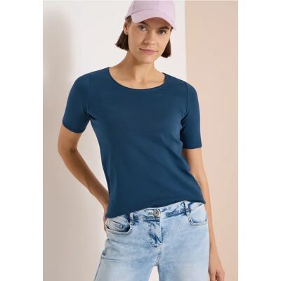 cecil Basic T-Shirt mit Rundhals in Unifarbe - Blau - Damen - Size: L XS S M XL XXL cecil Basic T-Shirt mit Rundhals in Unifarbe - Blau - Damen - Size: L XS S M XL XXL