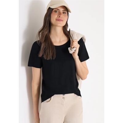 cecil Basic T-Shirt mit Rundhals in Unifarbe - Schwarz - Damen - Size: XL L XXL M cecil Basic T-Shirt mit Rundhals in Unifarbe - Schwarz - Damen - Size: XL L XXL M