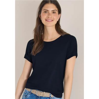 cecil Basic T-Shirt mit Rundhals in Unifarbe - Blau - Damen - Size: XL XXL M L cecil Basic T-Shirt mit Rundhals in Unifarbe - Blau - Damen - Size: XL XXL M L
