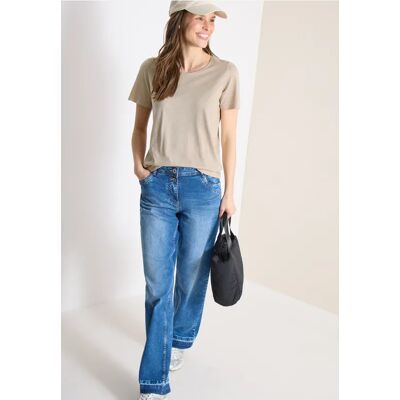 cecil Basic T-Shirt mit Rundhals in Unifarbe - Beige - Damen - Size: L M S XXL XL cecil Basic T-Shirt mit Rundhals in Unifarbe - Beige - Damen - Size: L M S XXL XL