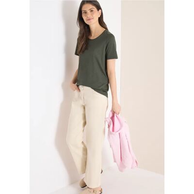 cecil Basic T-Shirt mit Rundhals in Unifarbe - Grün - Damen - Size: XL XXL L cecil Basic T-Shirt mit Rundhals in Unifarbe - Grün - Damen - Size: XL XXL L
