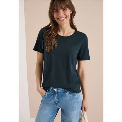 cecil Basic T-Shirt mit Rundhals in Unifarbe - Blau - Damen - Size: XL XXL S L M cecil Basic T-Shirt mit Rundhals in Unifarbe - Blau - Damen - Size: XL XXL S L M