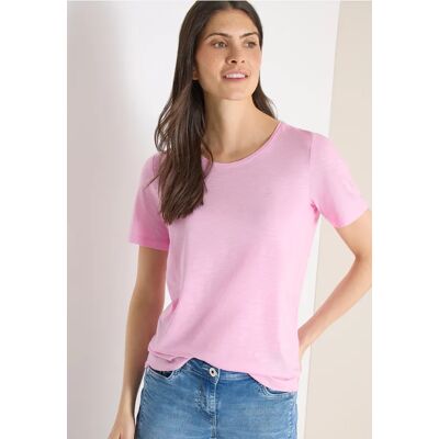 cecil Basic T-Shirt mit Rundhals in Unifarbe - Rosa - Damen - Size: M L XL XXL cecil Basic T-Shirt mit Rundhals in Unifarbe - Rosa - Damen - Size: M L XL XXL