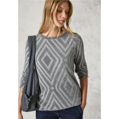 cecil Federgarn Shirt mit Muster - Grau - Damen - Size: XXL XL L M XS cecil Federgarn Shirt mit Muster - Grau - Damen - Size: XXL XL L M XS