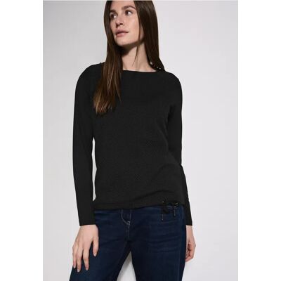 cecil Materialmix Langarmshirt - Schwarz - Damen - Size: XS L M S XL XXL cecil Materialmix Langarmshirt - Schwarz - Damen - Size: XS L M S XL XXL