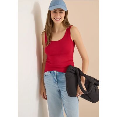 cecil Basic Top aus reiner Baumwolle - Rot - Damen - Size: L XL XS XXL S M cecil Basic Top aus reiner Baumwolle - Rot - Damen - Size: L XL XS XXL S M