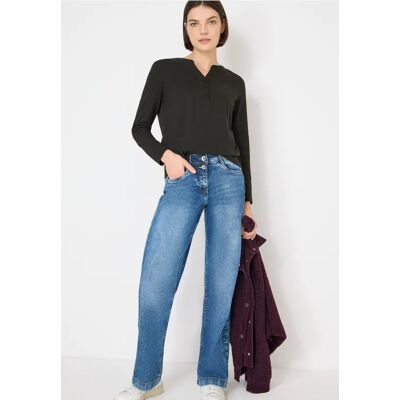 cecil Split Neck Langarmshirt - Grün - Damen - Size: XS L XXL M XL S cecil Split Neck Langarmshirt - Grün - Damen - Size: XS L XXL M XL S