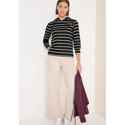 cecil Gestreiftes Kapuzenshirt - Schwarz - Damen - Size: L M XXL XL XS S cecil Gestreiftes Kapuzenshirt - Schwarz - Damen - Size: L M XXL XL XS S