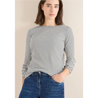 cecil Gestreiftes Langarmshirt - Weiß - Damen - Size: L M XS XL cecil Gestreiftes Langarmshirt - Weiß - Damen - Size: L M XS XL