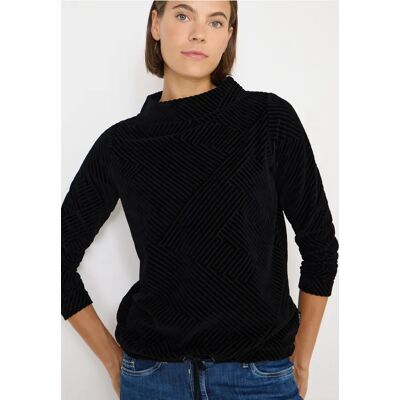 cecil Strukturshirt mit Funnelneck - Schwarz - Damen - Size: XS L S XL XXL M cecil Strukturshirt mit Funnelneck - Schwarz - Damen - Size: XS L S XL XXL M