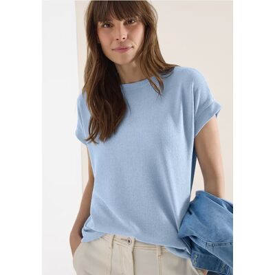 cecil T-Shirt mit Boatneck im Strick-Look - Blau - Damen - Size: XXL XL L cecil T-Shirt mit Boatneck im Strick-Look - Blau - Damen - Size: XXL XL L