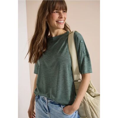 cecil T-Shirt in Leinen-Optik mit Knöpfen - Grün - Damen - Size: XS XL L M cecil T-Shirt in Leinen-Optik mit Knöpfen - Grün - Damen - Size: XS XL L M