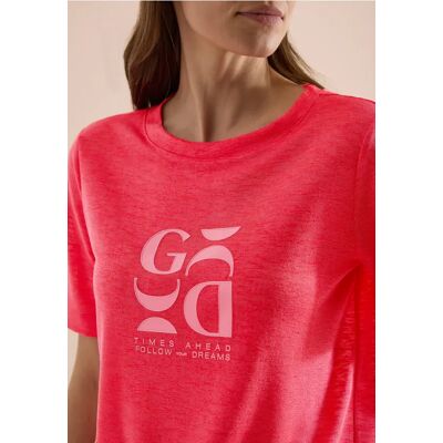 cecil T-Shirt in Leinen-Optik mit Print - Rot - Damen - Size: XXL XL L M cecil T-Shirt in Leinen-Optik mit Print - Rot - Damen - Size: XXL XL L M