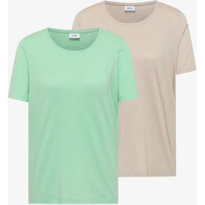 cecil Basic T-Shirt mit Rundhals im 2er-Pack - Multicolour Beige Grün - Damen - Size: S 3XL XL L M XXL XS cecil Basic T-Shirt mit Rundhals im 2er-Pack - Multicolour Beige Grün - Damen - Size: S 3XL XL L M XXL XS