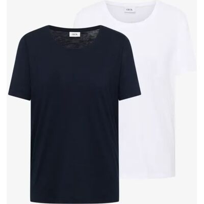 cecil Basic T-Shirt mit Rundhals im 2er-Pack - Multicolour - Damen - Size: XL XXL S XS M L cecil Basic T-Shirt mit Rundhals im 2er-Pack - Multicolour - Damen - Size: XL XXL S XS M L