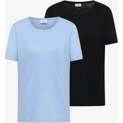 cecil Basic T-Shirt mit Rundhals im 2er-Pack - Multicolour Blau - Damen - Size: L M XL S XS XXL cecil Basic T-Shirt mit Rundhals im 2er-Pack - Multicolour Blau - Damen - Size: L M XL S XS XXL