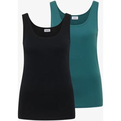 cecil Basic Top mit Rundhals im 2er-Pack - Multicolour Grün Blau - Damen - Size: L M XXL S XS XL cecil Basic Top mit Rundhals im 2er-Pack - Multicolour Grün Blau - Damen - Size: L M XXL S XS XL