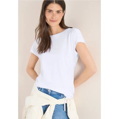 cecil Kurzarm Shirt mit Boatneck und Raffung - Weiß - Damen - Size: M 3XL S XXL XL XS L cecil Kurzarm Shirt mit Boatneck und Raffung - Weiß - Damen - Size: M 3XL S XXL XL XS L