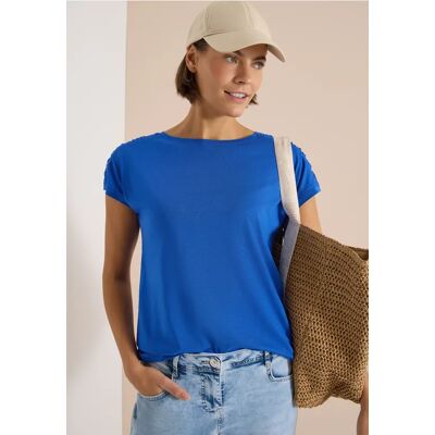 cecil Kurzarm Shirt mit Boatneck und Raffung - Blau - Damen - Size: S XL L XS XXL M cecil Kurzarm Shirt mit Boatneck und Raffung - Blau - Damen - Size: S XL L XS XXL M
