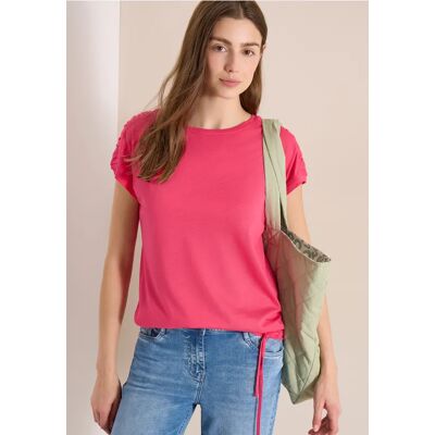 cecil Kurzarm Shirt mit Boatneck und Raffung - Rot - Damen - Size: XL L XXL M S 3XL cecil Kurzarm Shirt mit Boatneck und Raffung - Rot - Damen - Size: XL L XXL M S 3XL
