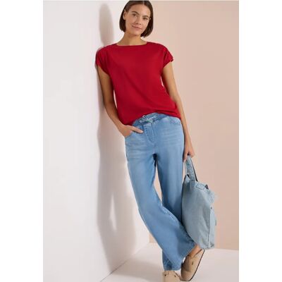 cecil Kurzarm Shirt mit Boatneck und Raffung - Rot - Damen - Size: XL M L XXL S XS 3XL cecil Kurzarm Shirt mit Boatneck und Raffung - Rot - Damen - Size: XL M L XXL S XS 3XL