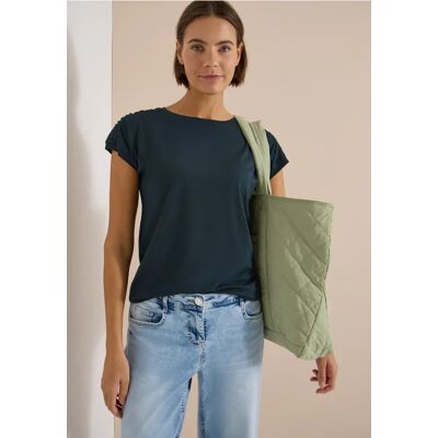 cecil Kurzarm Shirt mit Boatneck und Raffung - Blau - Damen - Size: XL S XS L M XXL 3XL cecil Kurzarm Shirt mit Boatneck und Raffung - Blau - Damen - Size: XL S XS L M XXL 3XL