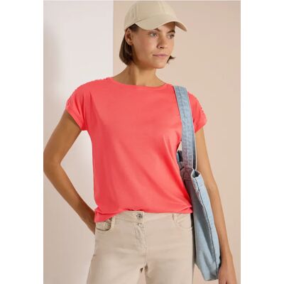 cecil Kurzarm Shirt mit Boatneck und Raffung - Orange - Damen - Size: S XXL 3XL L XL XS M cecil Kurzarm Shirt mit Boatneck und Raffung - Orange - Damen - Size: S XXL 3XL L XL XS M