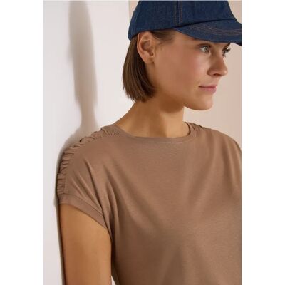 cecil Kurzarm Shirt mit Boatneck und Raffung - Braun - Damen - Size: XL M 3XL XS S XXL L cecil Kurzarm Shirt mit Boatneck und Raffung - Braun - Damen - Size: XL M 3XL XS S XXL L