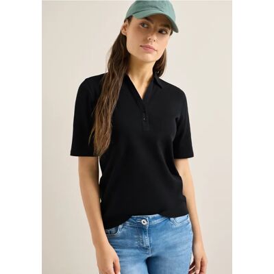 cecil Basic Poloshirt mit Kurzarm - Schwarz - Damen - Size: L XL S XXL M 3XL cecil Basic Poloshirt mit Kurzarm - Schwarz - Damen - Size: L XL S XXL M 3XL