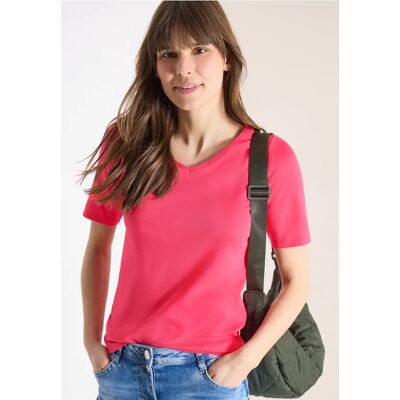 cecil Basic T-Shirt aus Baumwolle - Rot - Damen - Size: XXL XS S XL L cecil Basic T-Shirt aus Baumwolle - Rot - Damen - Size: XXL XS S XL L