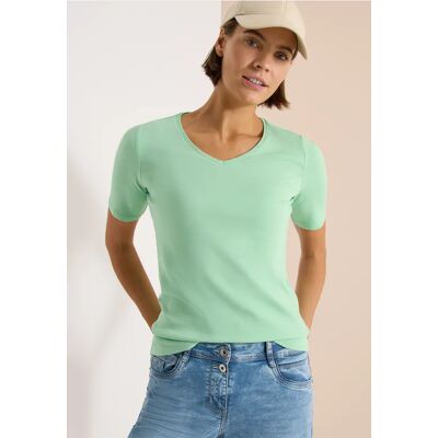 cecil Basic T-Shirt aus Baumwolle - Grün - Damen - Size: S XS L XXL 3XL M XL cecil Basic T-Shirt aus Baumwolle - Grün - Damen - Size: S XS L XXL 3XL M XL